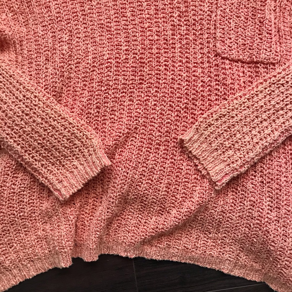 Free People Sweater Orange Open Knits Medium - Picture 5 of 7